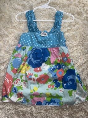 Mini Boden Blue Polka Dot and Floral Sundress